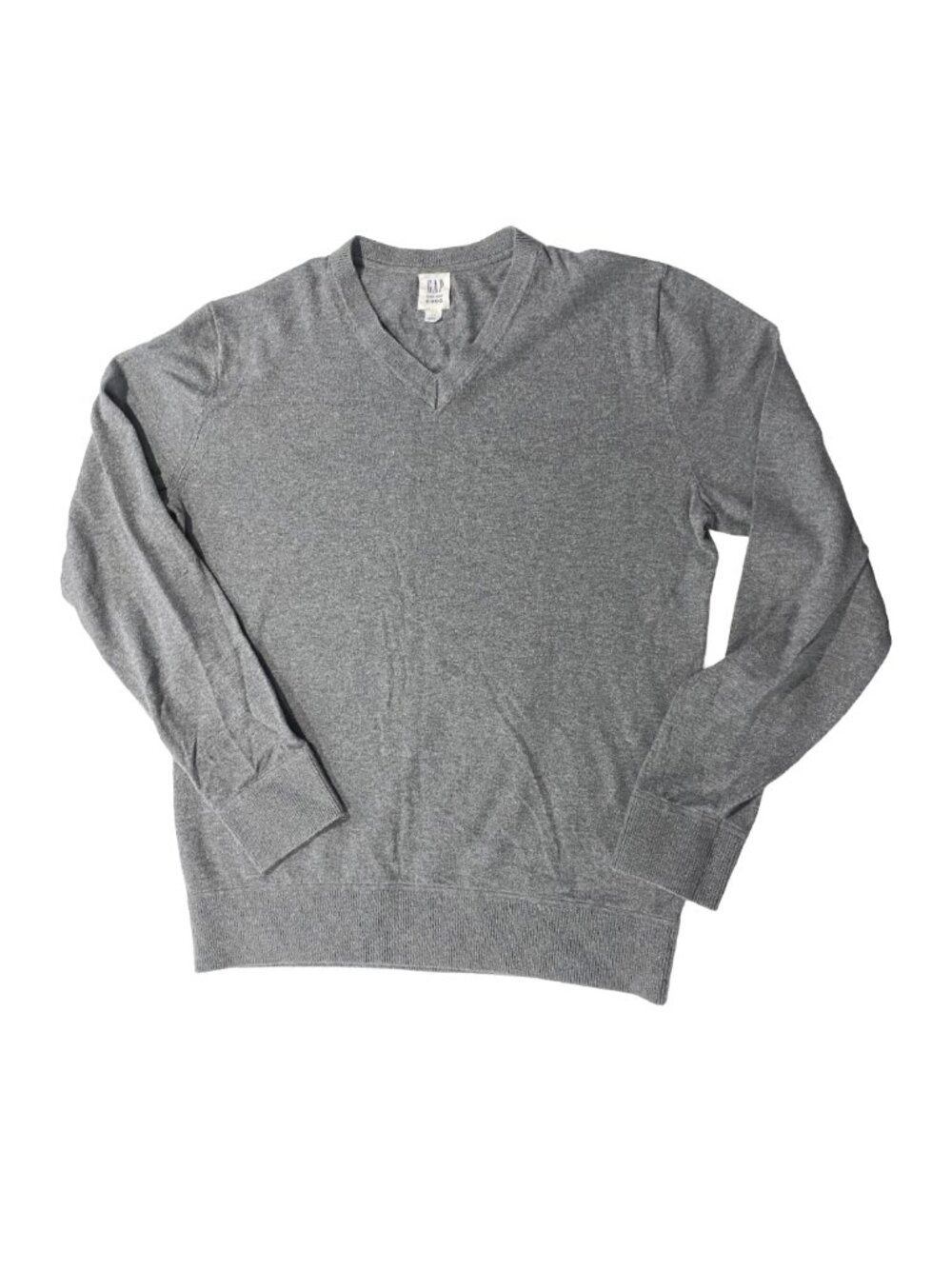 GAP Men's‎ V-Neck Cotton Sweater Small Gray Preppy Capsule Wardrobe Office Chic